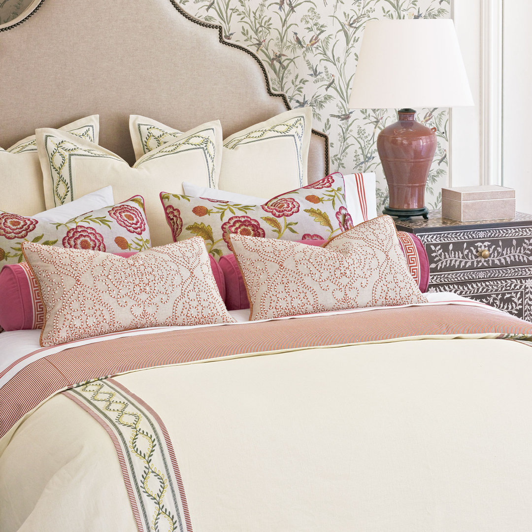 Marguerite Farmhouse / Country 100% Linen Floral Duvet Cover Set Eastern Accents 