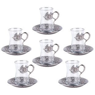 Wudruncy Glass Cups and Saucers Set Clear Glass Coffee Mugs Set