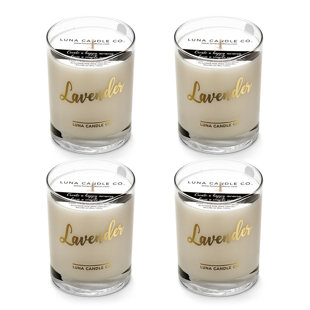 Lavender Scented Jar Candle with Glass Holder (Set of 4)