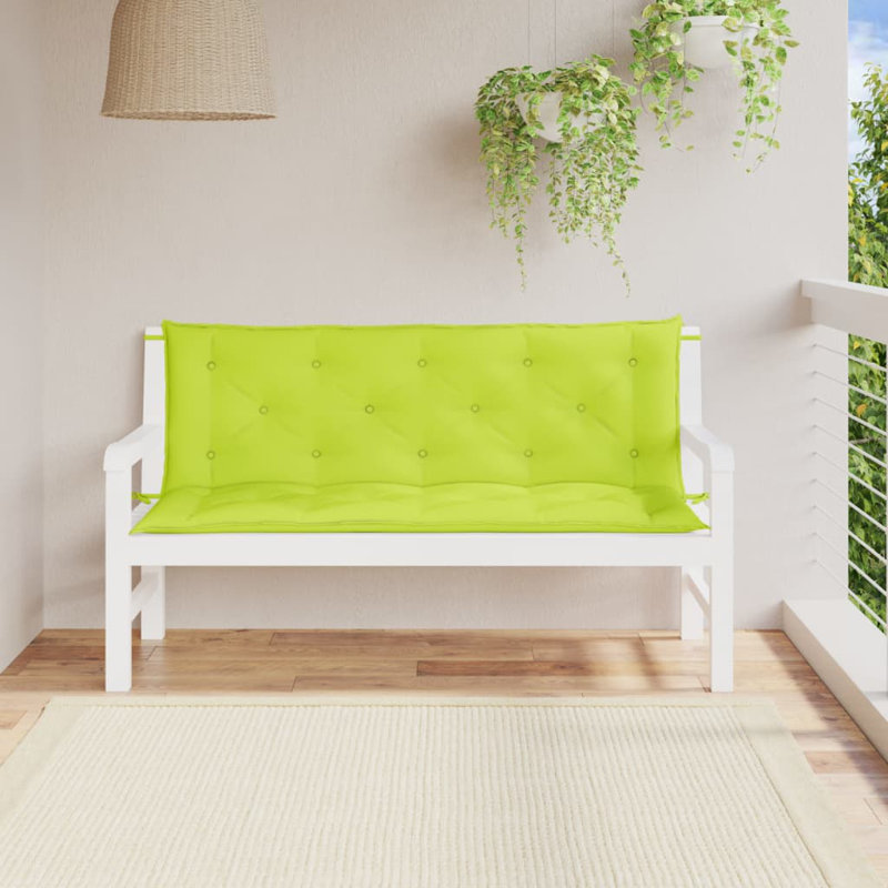 Garden Bench Cushions Set of 2 Bright Green 59.1 x 19.7 x 2.8 in Oxford Fabric Outdoor Pads, Polyester - Green