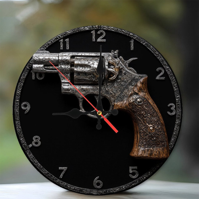 Clock Face With Ornate Revolver