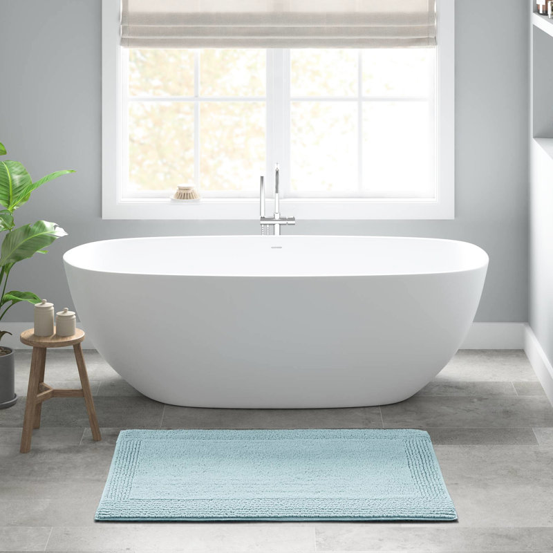 Blue 3000 Gsm 24X44" 100% Cotton Reversible Bath Rug - Construction, Non Slip Suggested, Long Lasting Use