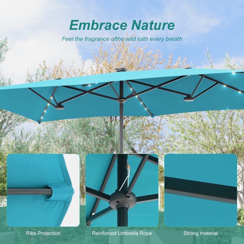 Parasol d'extérieur à DEL 11x7Ft, Bleu lac