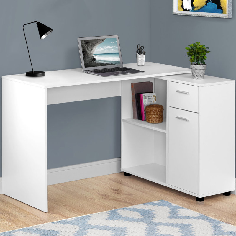 Bureau d'ordinateur, bureau personnel, coin, tiroirs de rangement, L 46 po, forme en L, travail, ordinateur portable, stratifié, contemporain, moderne