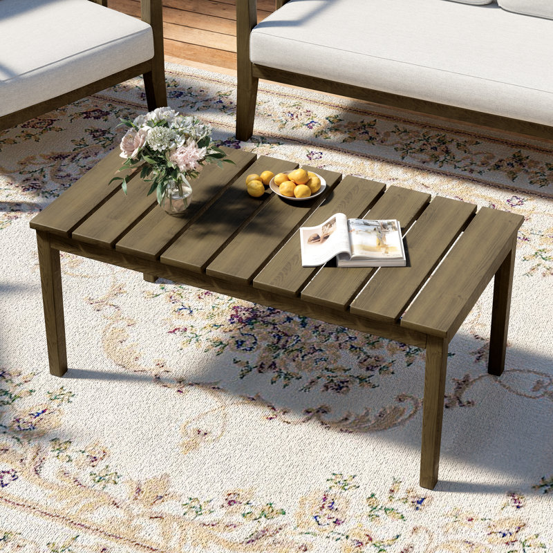 Solid Wood Teak Outdoor Coffee Table, Brown