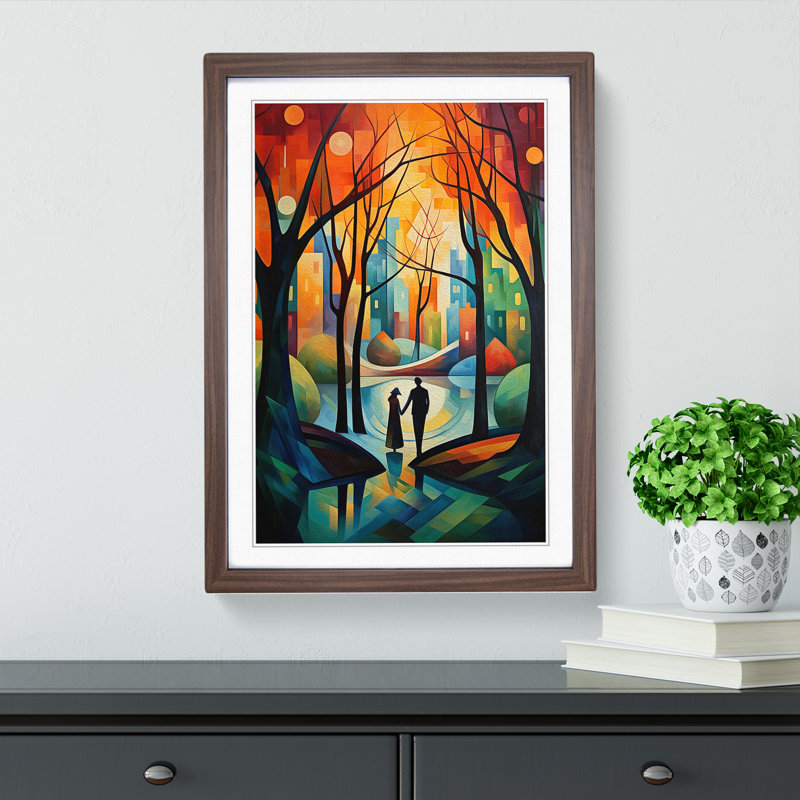 Central Park Cubism - Single Picture Frame Print on Wood, Walnut Framed, 64cm H x 46cm W x 2cm D