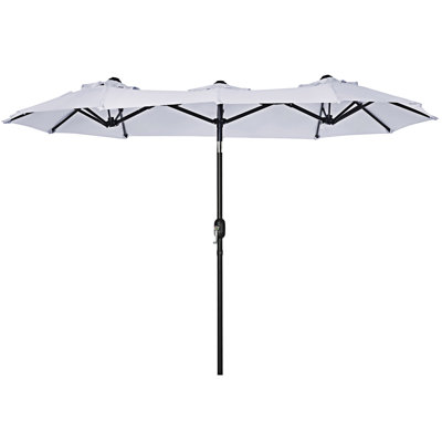 Outsunny Double-Sided Patio Umbrella ' Large Outdoor Market Umbrella With Push Button Tilt And Crank,  Air Vents And  Ribs,  Garden, Deck, Pool,