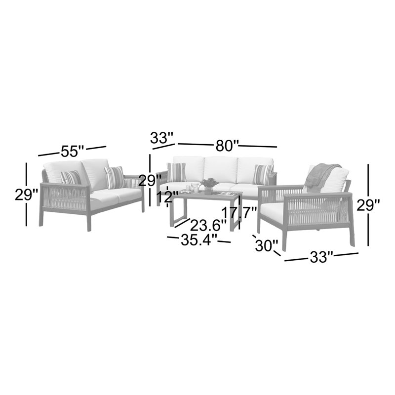 Townsend 4 Piece Sunbrella® Sofa Seating Group with Cushions, Canvas Black
