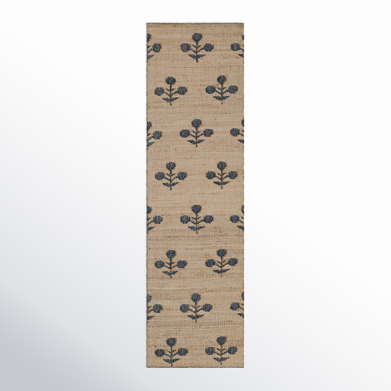 Erin Gates by Momeni Orchard Bloom Blue Hand Woven Wool and Jute Area Rug, Runner 2'3" x 8'