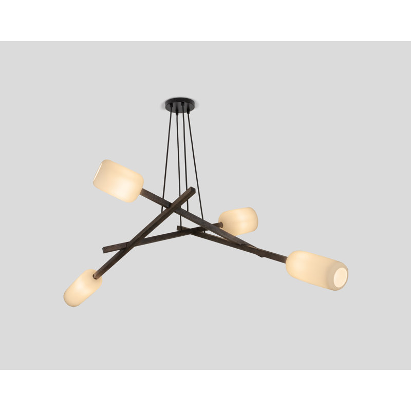 Locus - Chandelier - White Oak & Brushed Brass, Dark Stained Walnut