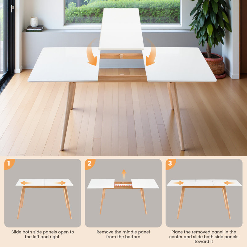 Extendable Beech Solid Wood Base Dining Table