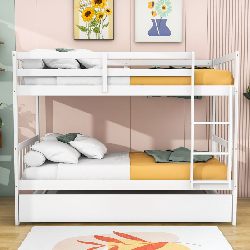 Bonifay Kids Twin Over Twin Bunk Bed with Trundle, White