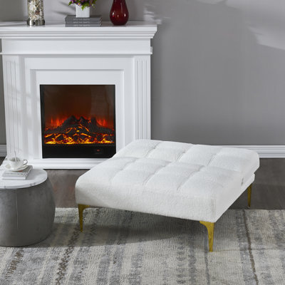 Gold Metal Legs Affixed Convertible Bed Futon In White Furnished