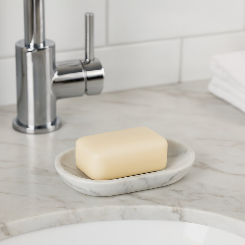 Savon à mains en résine de marbre, Blanc