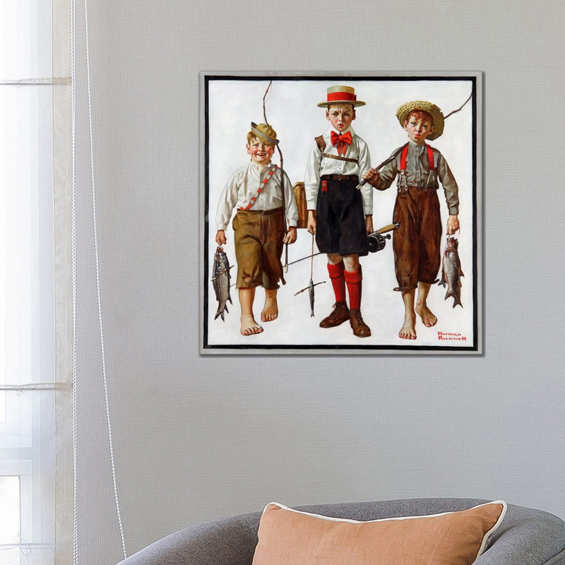 The Catch by Norman Rockwell - Wrapped Canvas Painting, 66.04 cm H x 66.04 cm W x 1.91 cm D