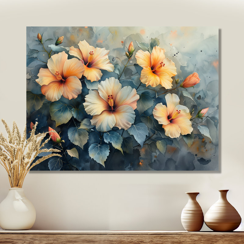Stanislas - décoration murale hibiscus, Toile tendue, H 12 po x l 20 po x P 1 po