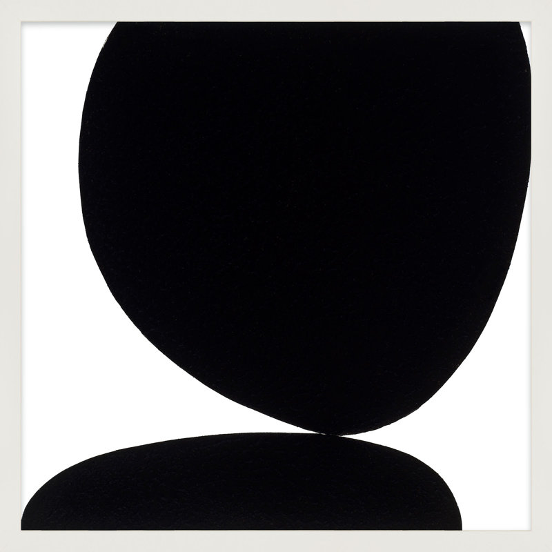 Black Ink 2 Painting by Lee Lessem, 44" H x 44" W x 1.25" D, White Framed