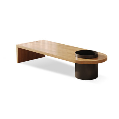 47.24" Burlywood Solid wood Half-circle Coffee Table