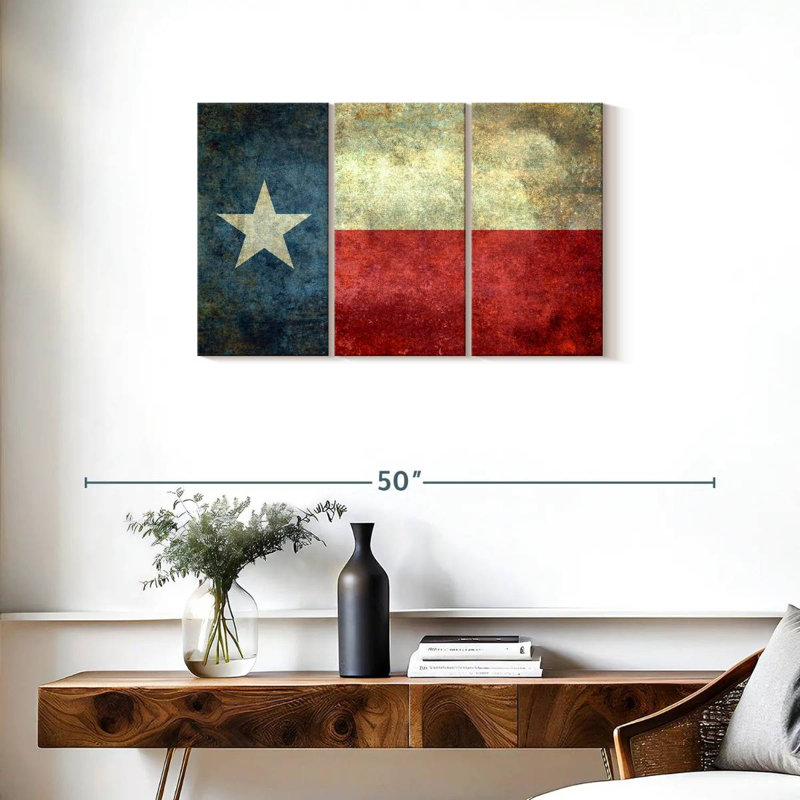 «Texas Texas Wall Art», reproduction d'art sur toile, H 20 po x l 33 po x P 1,25 po
