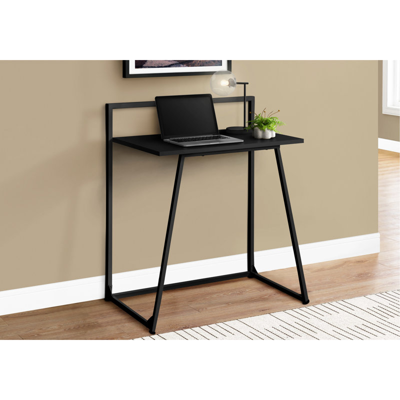 Table de travail moderne pour bureau à domicile, longueur 30 po, stratifié noir avec pieds en métal