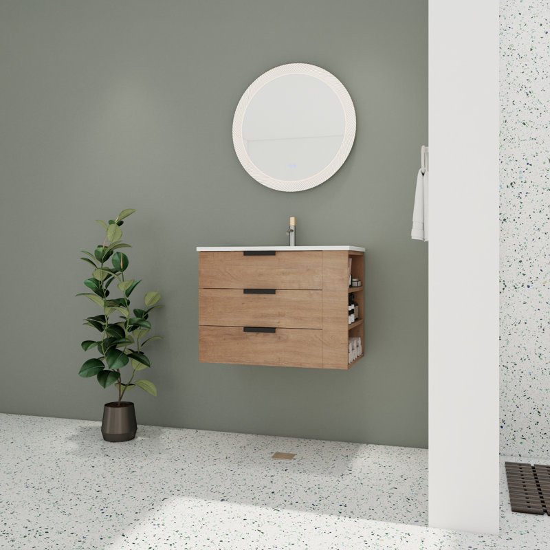 Meuble-lavabo mural simple 30 po avec plateau en résine