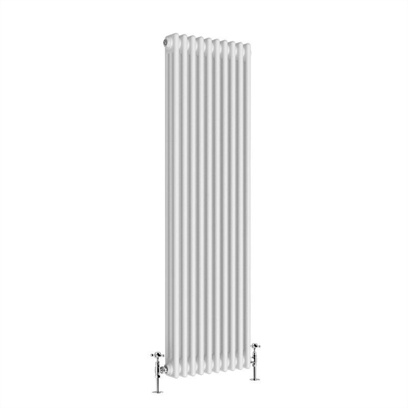 Valery Vertical Traditional 3 Column Cast Iron Style Designer Radiator, 180cm H x 47cm W, White