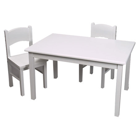 Ensemble de table d'écriture et de chaises pour enfants Virgilina, 3 pièces, Blanc
