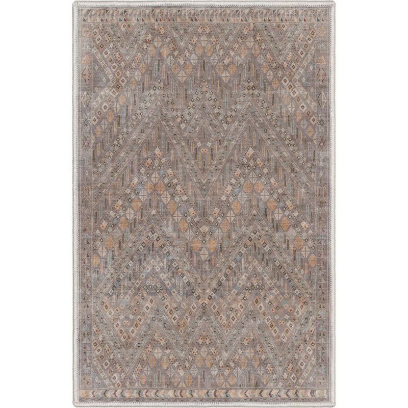 Ervin Anya Vintage Tribal Chevron Grey Flat-Weave Rug, Rectangle 2' x 3'