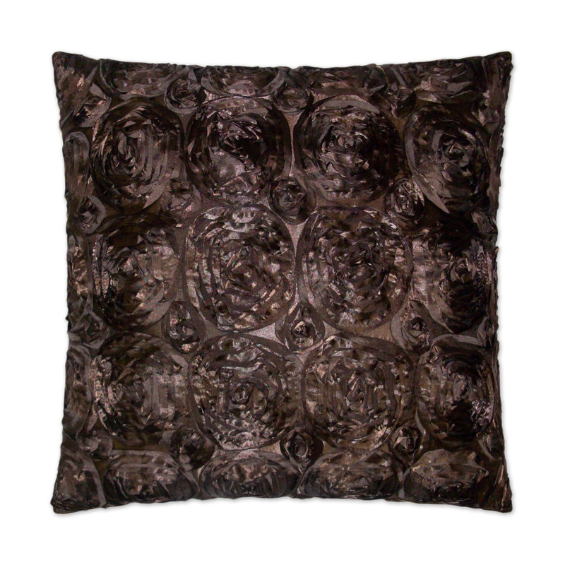 Silk Roses Abstract Throw Pillow, Brown, Square 20"