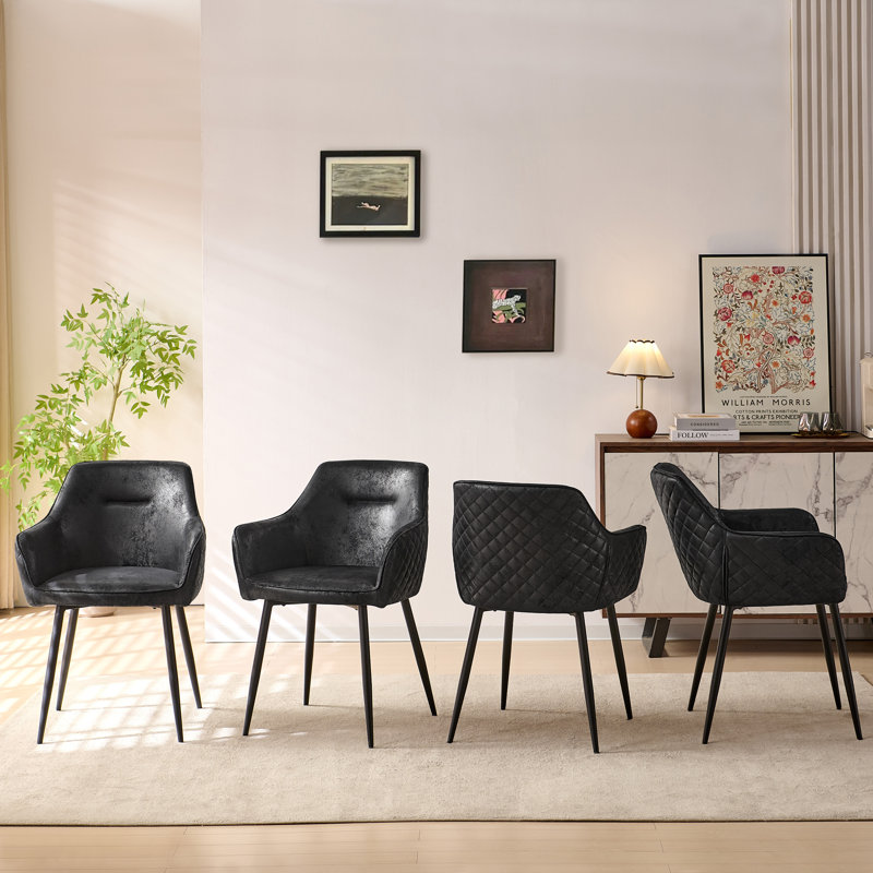 46cm H Upholstered Metal Armchair, Black