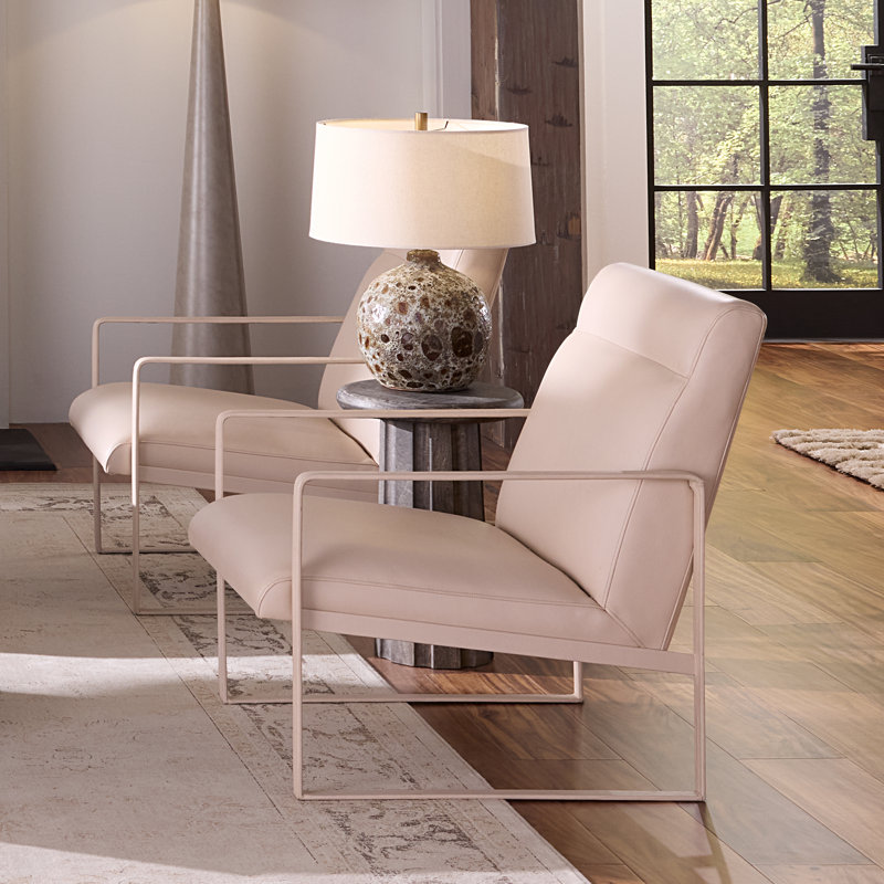 Hemingway Leather Accent Chair, Saddle, Cream