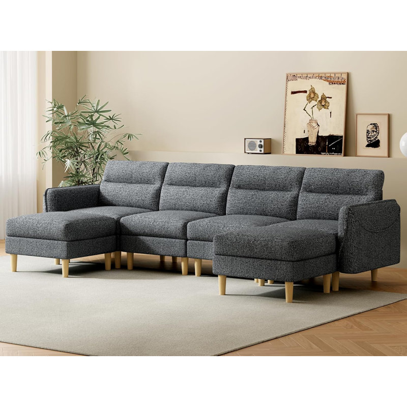 Canapé modulaire convertible 6 pièces 6 pièces, Gris foncé