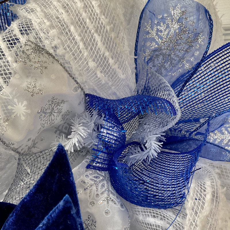 Holiday Wreath Blue Poinsettias