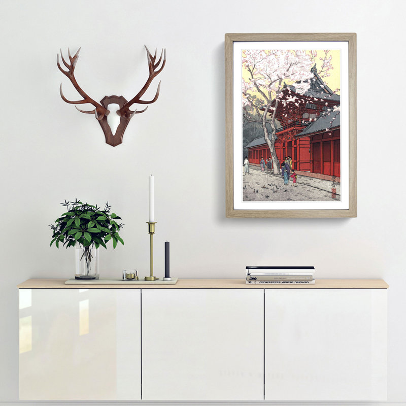 Hie Shrine by Toshi Yoshida - Framed Print, 48cm H x 36cm W x 2cm D, Oak Framed