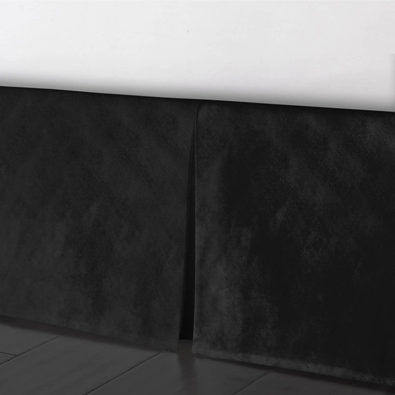 Jupe de lit en velours, 18", Simple, Noir