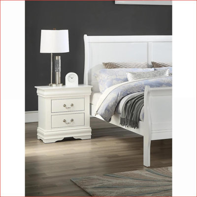 White Transitional Solid Wood Nightstand with Dovetail Drawers