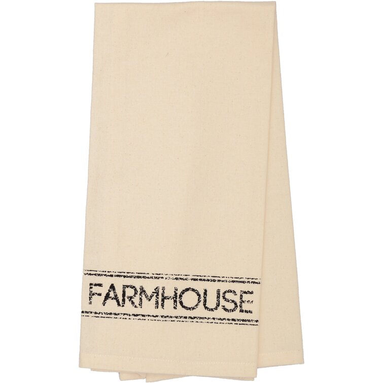 Kitchen Towel Set - Farmhouse Country Towels for Drying Hands or Dishes -  Tan