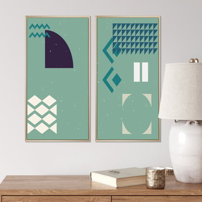 «Vintage Abstract Geometrics in Vintage Colors», ensemble de 2 reproductions