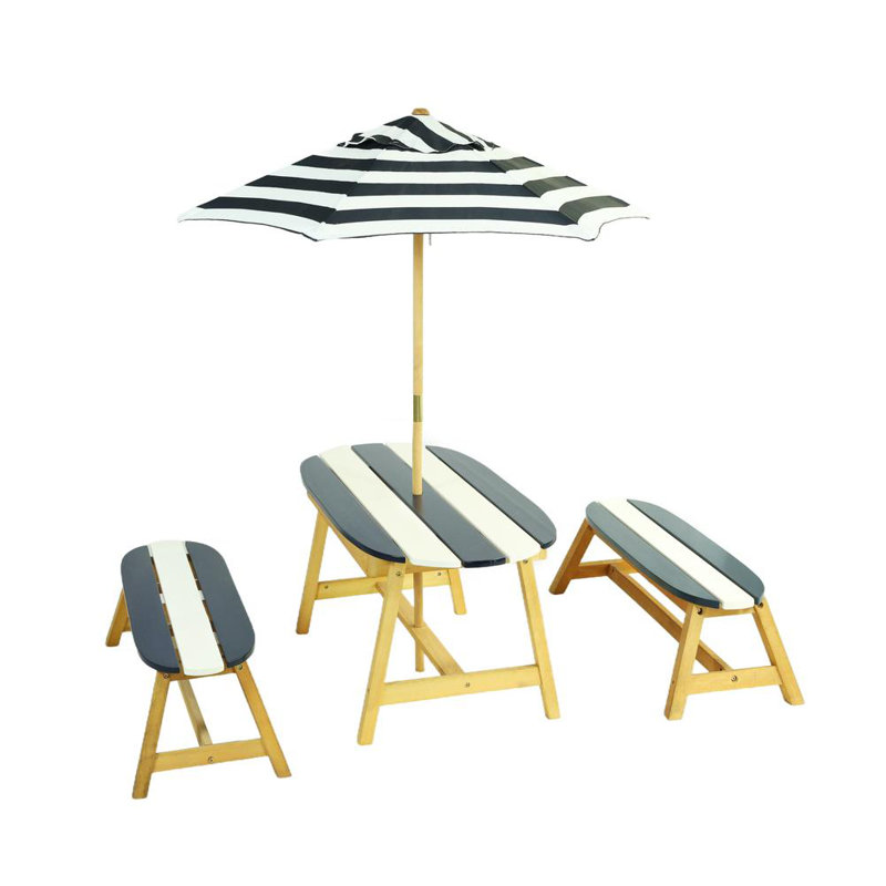 Picnic Table Set (Blue and White Stripes)