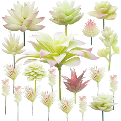 20-piece Creamy White Style 12 Artificial Succulent Picks
