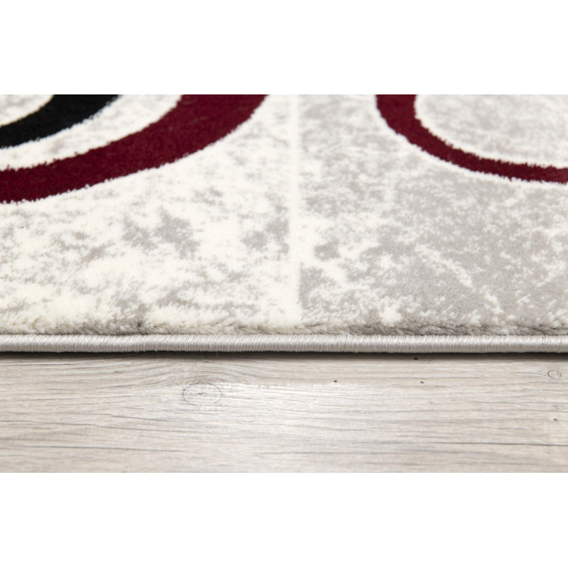 Tapis rose à motif géométrique Dillup-Jones, Rectangle 3 pi 9 po x 5 pi 9 po