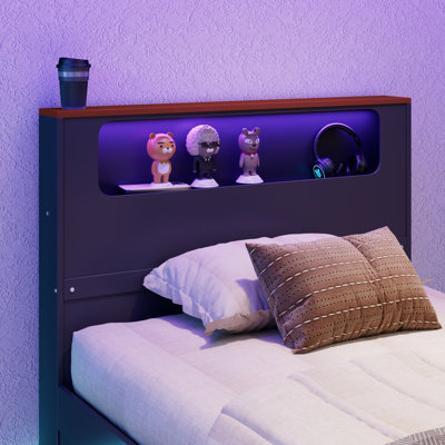 Twin Size Wood Daybed with Trundle, Desk, LED Light & USB, Multi-Functional Space-Saving, Black+Red