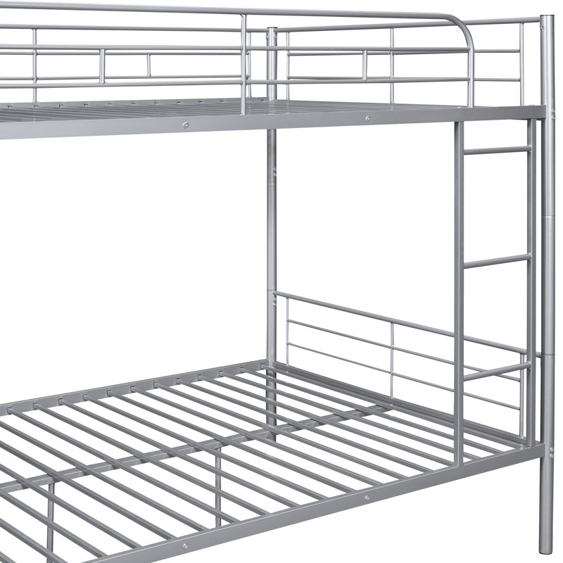 Sliver Full Over Bunk Bed - Provides Adequate Sleeping Area Metal Bed, Space Efficient Solution, Silver, Full Over Full