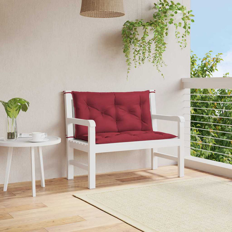 Garden Bench Cushion Set of 2 Wine Red Oxford Fabric Medium Outdoor Bench Cushions, Fabric - Wine Red