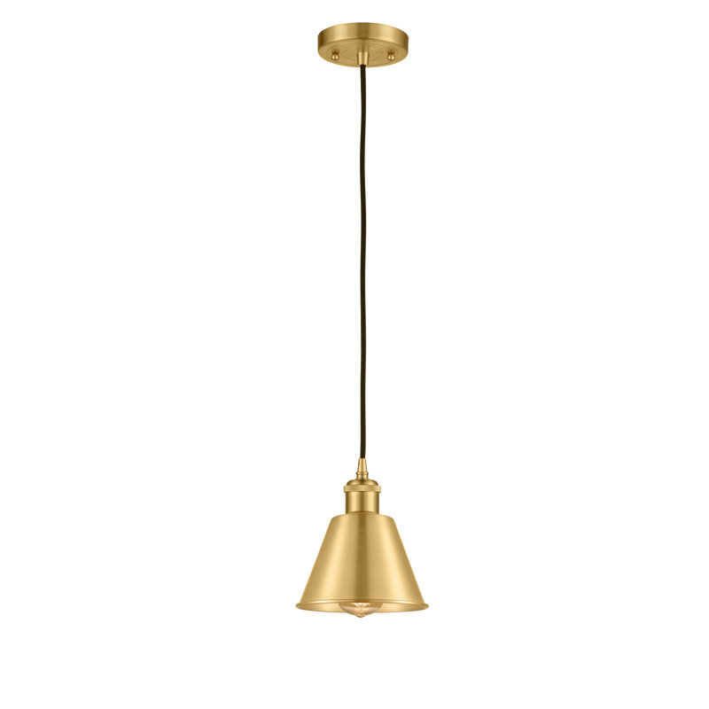 Farlane 1 - Light Single Pendant, 6 Watt Vinage LED Bulb, Satin Gold