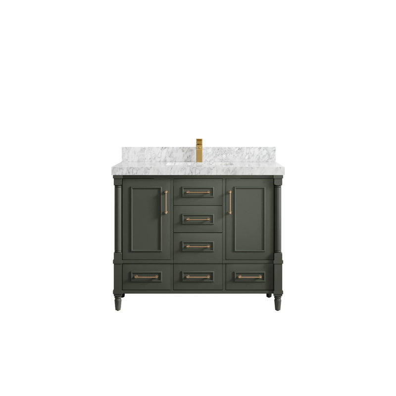 Aberdeen 42'' Single Bathroom Vanity with Top, Carrara Marble