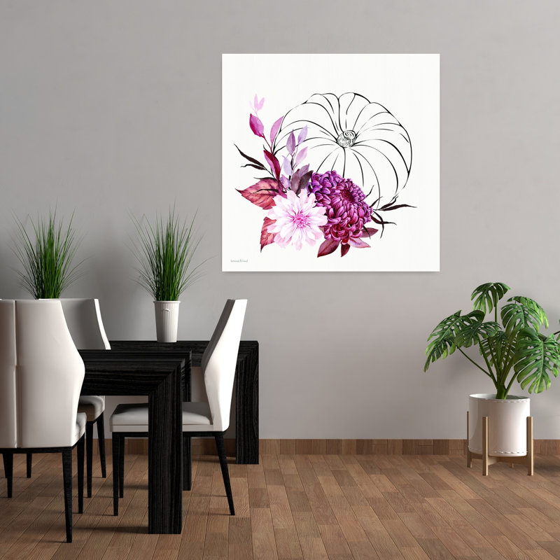 «Moonlit Mums», art mural d'automne contemporain abstrait chiranthemum moderne, H 36 po x l 36 po