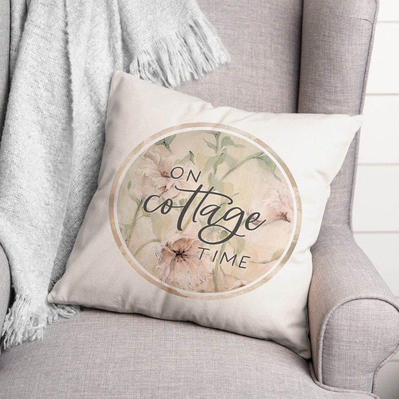 Floral Reversible Throw Pillow, 16" H x 16" W