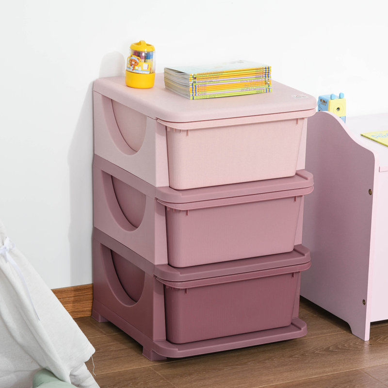 Organisateur de jouets avec bacs Protaras Harriet, Rose