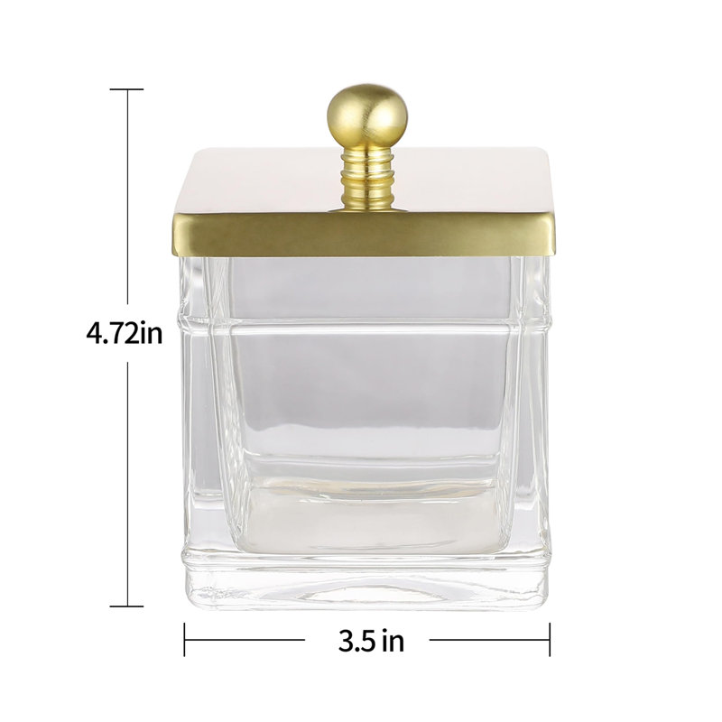 Ensemble de 2 pots de rangement en verre pour salle de bain - Or brossé, Or brossé